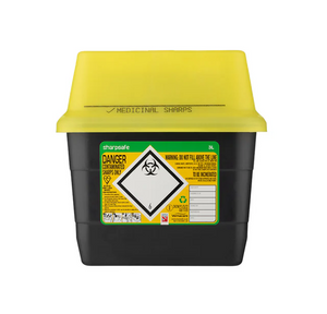 Sharpsafe® 3L Grey Sharps Bin - Yellow Lid