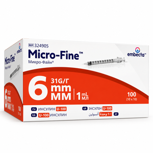 Microfine 1ml Insulin Needle U100 31g x 6mm
