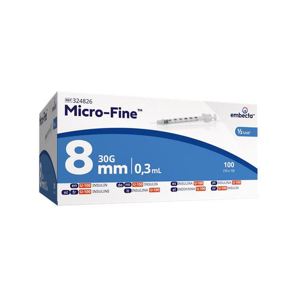 Microfine 0.3ml Insulin Needle U100 30g x 8mm